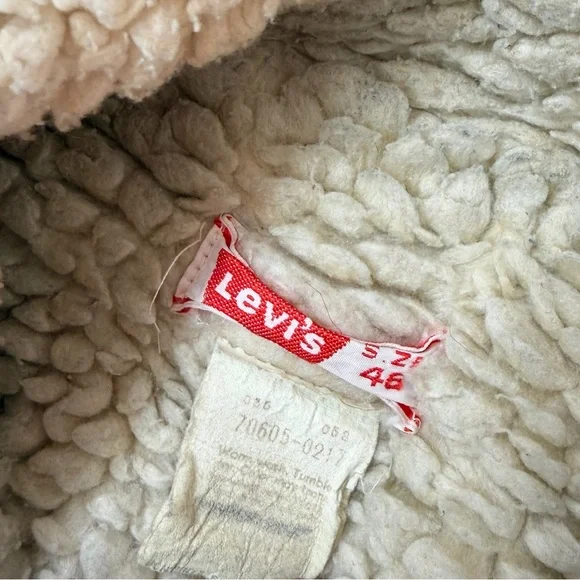 Vintage 70’s Levi's Red Tab Men's Sherpa Lined Denim Jean Jacket | Size L - Picture 6 of 7